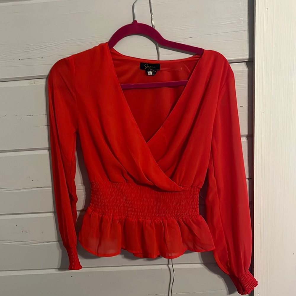 Red V cut women’s top